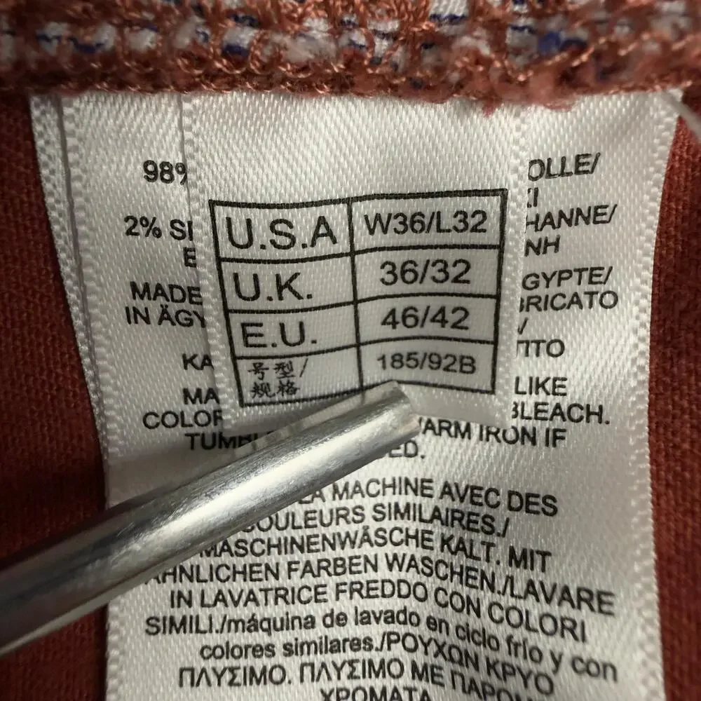 BROOKS BROTHERS Slim Fit Jeans Stretch Denim Brick Red Logo Pocket Fits 36x31